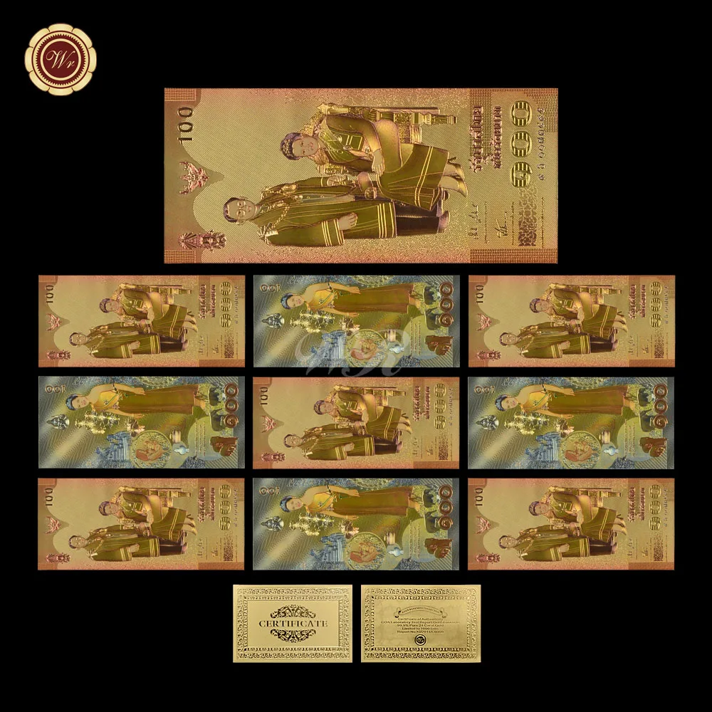 WR новый стиль красочные позолоченные банкноты 100 Baht коллекция поддельные деньги