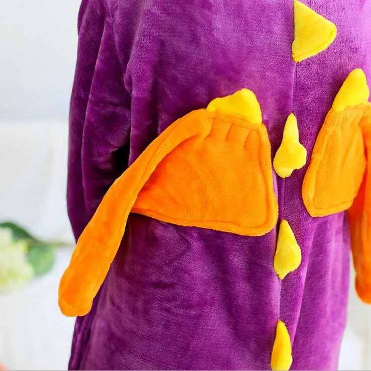 Мода взрослых пижамы Японии аниме Фиолетовый Spyro Дракон милые фланель животных