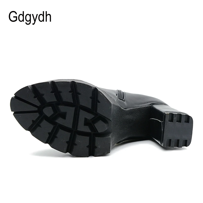 Женские мотоциклетные ботинки Gdgydh коричневые на высоком каблуке с пряжкой и