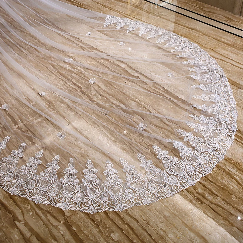 Потрясающая свадебная фата длиной 3 метра для венчания длинная 3d цветочная
