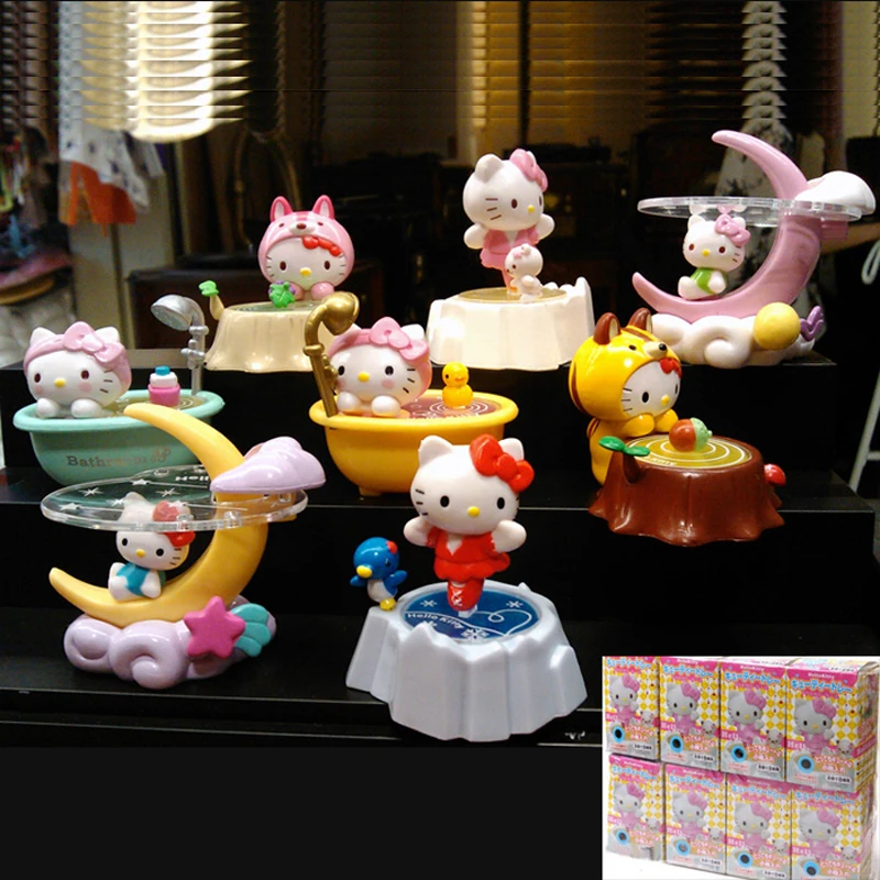 Новинка, ПВХ, для повседневной жизни, для ванной, луна, hello kitty, фигурка, милый аниме, сборная игрушка, детский подарок на день рождения, Рождество, полный набор, 8 стилей