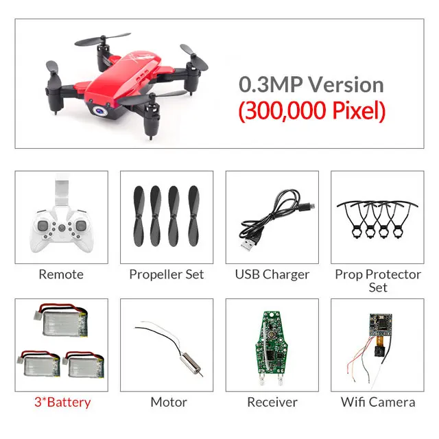Red 30W 3B Мини-Дрон с камерой 0.3MP HD RC вертолет с WiFi Безголовый режим RC Квадрокоптер с камерой Режим высокой фиксации игрушки для детей - Цвет: Red 30W 3B