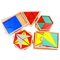 high quality wooden montessori materials toys constructive triangles rectangular pentagon 5 sets early preschool educational