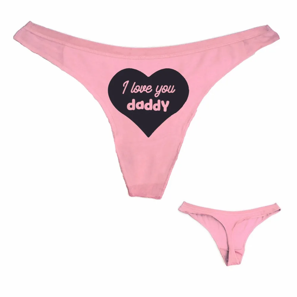 Женские трусики стринги Dong King хлопковые с забавным принтом I love you daddy нижнее белье