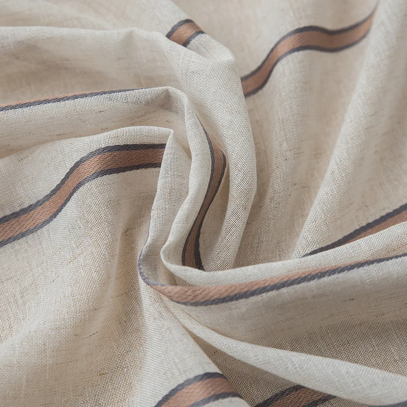 

European and American style striped window screen bedroom curtains yarn dyed window treatment for living rooms