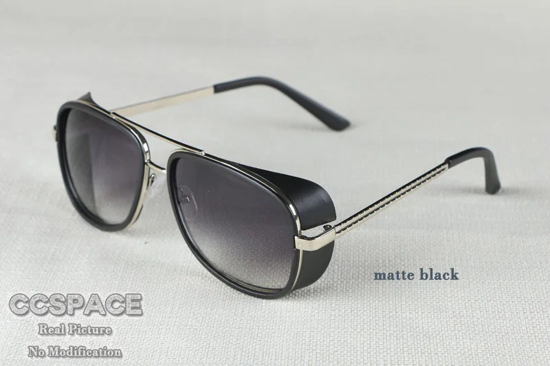 matte black Мужские стимпанк Солнцезащитные очки Tony Stark iron man Matsuda Солнцезащитные очки Ретро винтажные очки стимпанк Солнцезащитные очки UV400 Oculos De Sol - Цвет линз: matte black