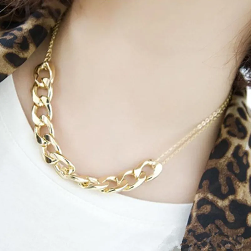 Винтаж Панк золото Цвет хип-хоп цепи Цепочки и ожерелья для Для женщин/Для мужчин