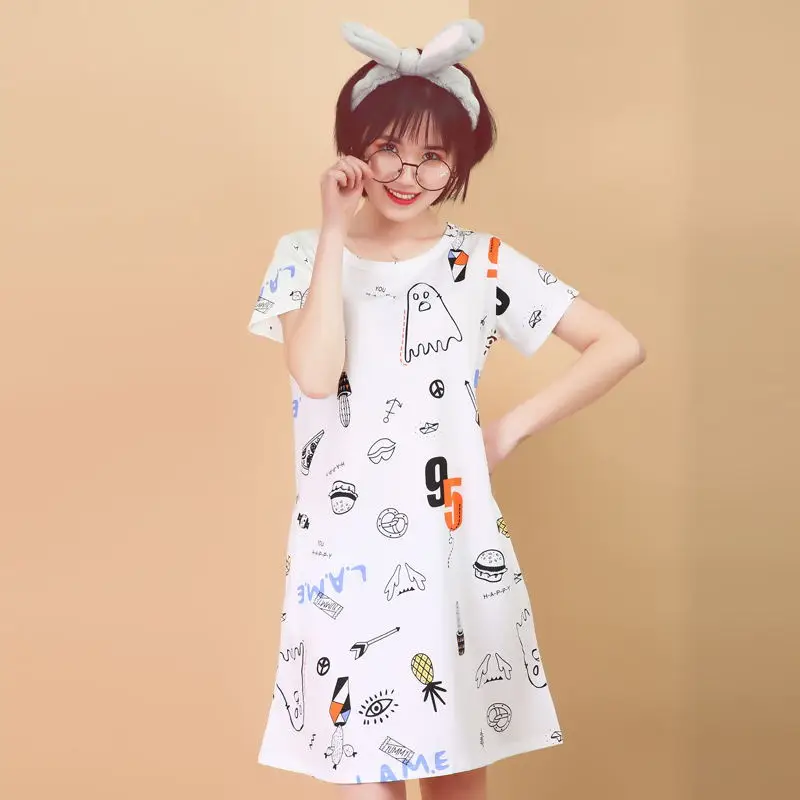 Домашняя одежда Женское ночное белье домашняя плюс размер хлопок ночная рубашка