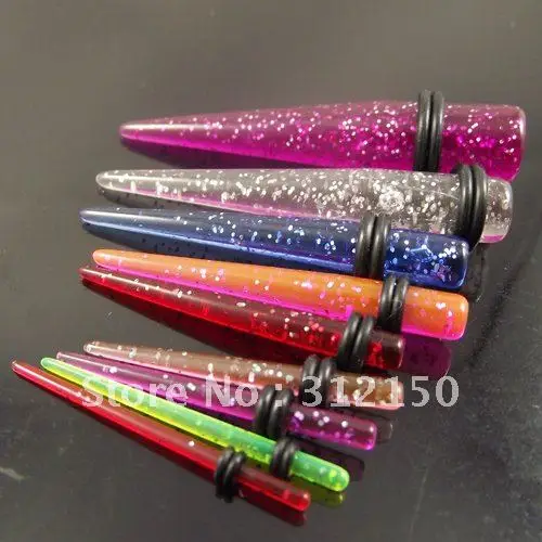 

180 glitter Wholesale color Ear Expander Ear Taper Stretchers Ear Plugs UV Piercing Jewelry Earring Body Jewelry