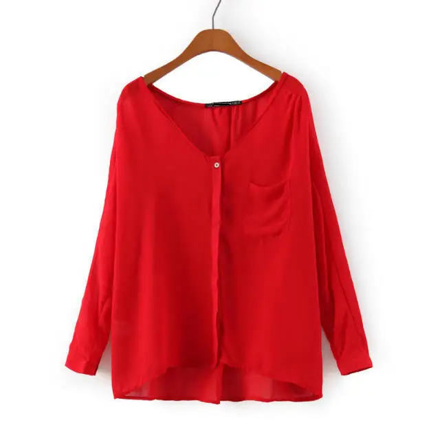 . 2410 Новый Мода Женская элегантные старинные краткое карман Офис леди блузки