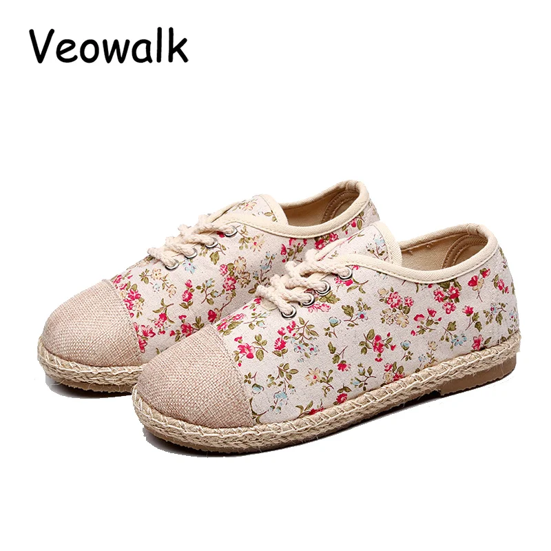 Женские холщовые туфли Veowalk в стиле пэчворк модные повседневные на плоской