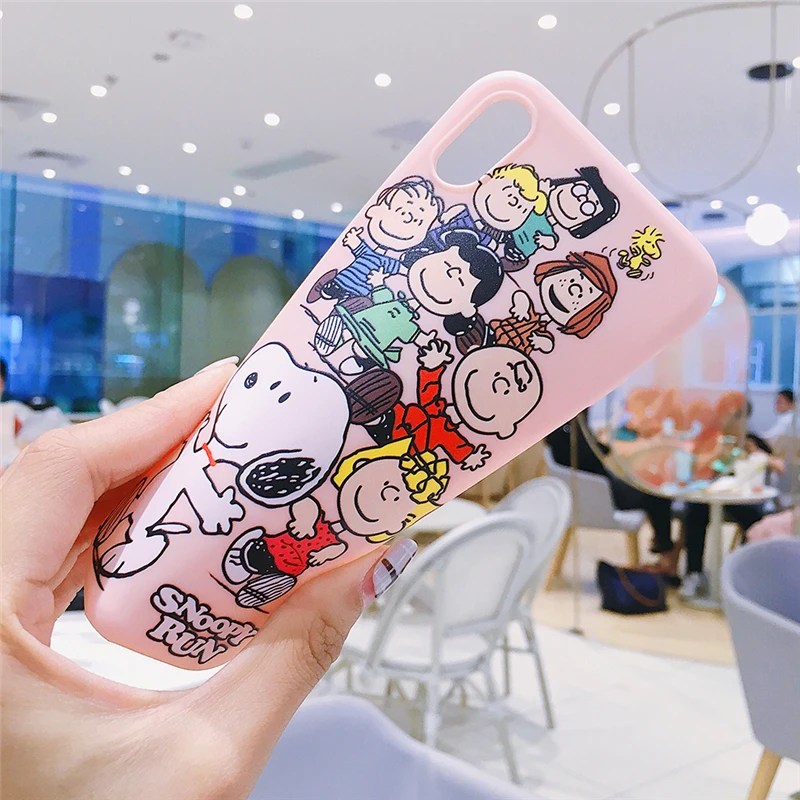 WTSZKL Comic Cartoon Running Snoopy and Small Partner TPU Phone Case for iPhone 6 6S 7 8 Plus X XR XS MAX Soft Silicone |