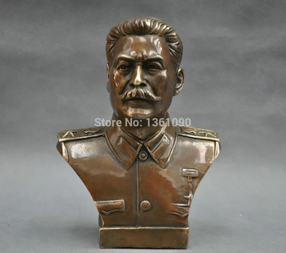 

xd 00524 6'' Russian Leader Joseph Stalin Bust Bronze Statue