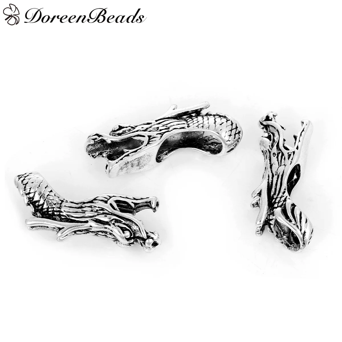 DoreenBeads цинковая основа искусственная голова дракона цвет антикварного серебра