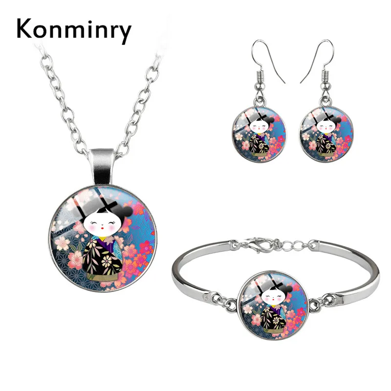 Konminry милые серьги гвоздики Япония Kokeshi украшения для кукол наборы девушек и