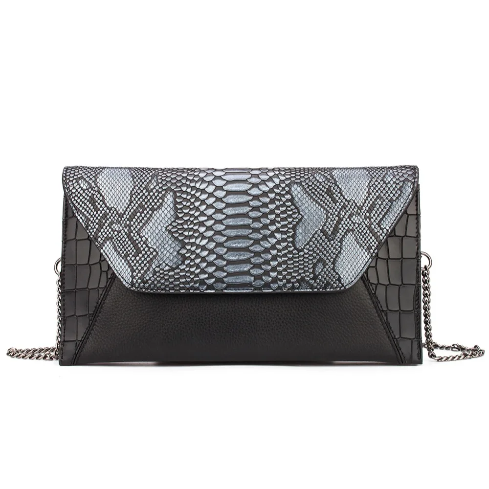 Сумка на плечо из натуральной кожи женская сумка клатч змеиной 2 отделения|wristlet