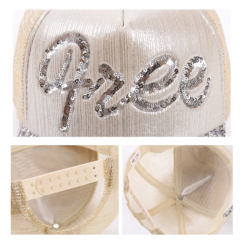 Для женщин летняя бейсболка с пайетками уличной моды Повседневное Кепки солнца