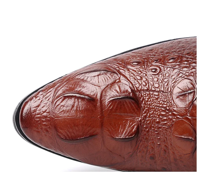 

British Style Men's Genuine Leather Crocodile Shoes Men Classic Business Casual Derby Shoes Handmade Dress Flats Shoes Oxfords