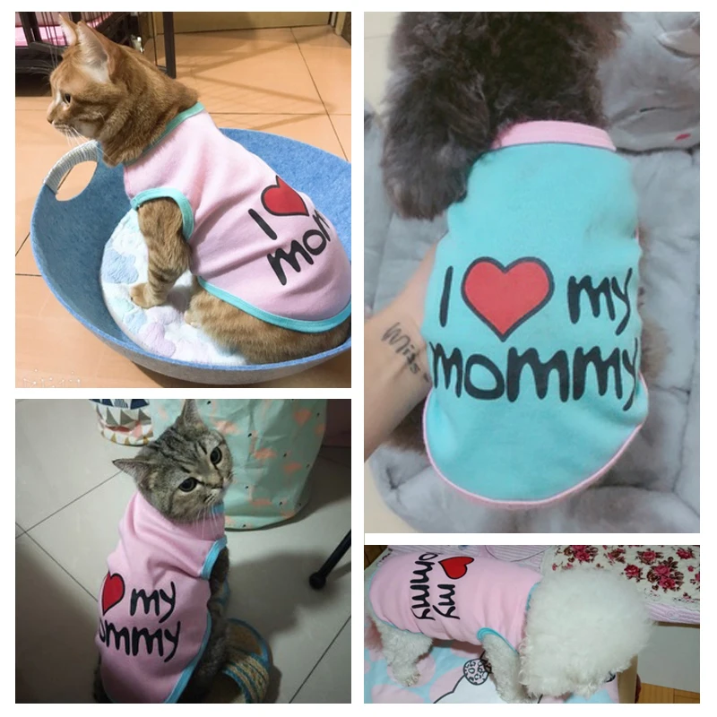 Летняя Милая Одежда для собак хлопковый жилет без рукавов с надписью Love My Mommy Daddy