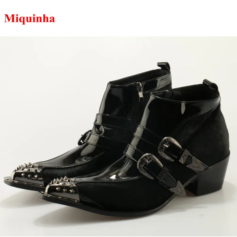 2018 г. Весенние мужские кожаные ботинки с заклепками и металлическими украшениями