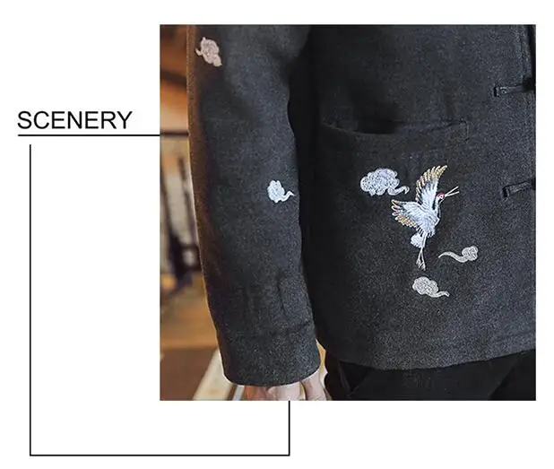 Традиционное китайское зимнее пальто Для мужчин из овечьей шерсти Куртка