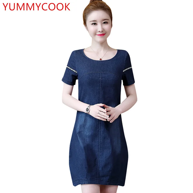YUMMYCOOK летнее свободное тонкое платье с круглым вырезом средней длины