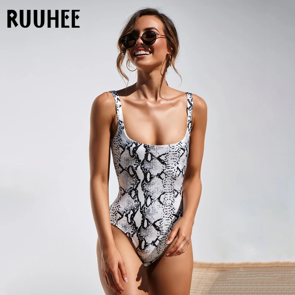 RUUHEE, сексуальный сдельный купальник,, купальник для женщин, купальник, Леопардовый, змеиный принт, купальник, пуш-ап, женская пляжная одежда