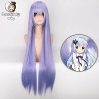 black butler 2 kafuu chino straight light purple long cosplay wig costume synthetic hair wigs for women wig cap