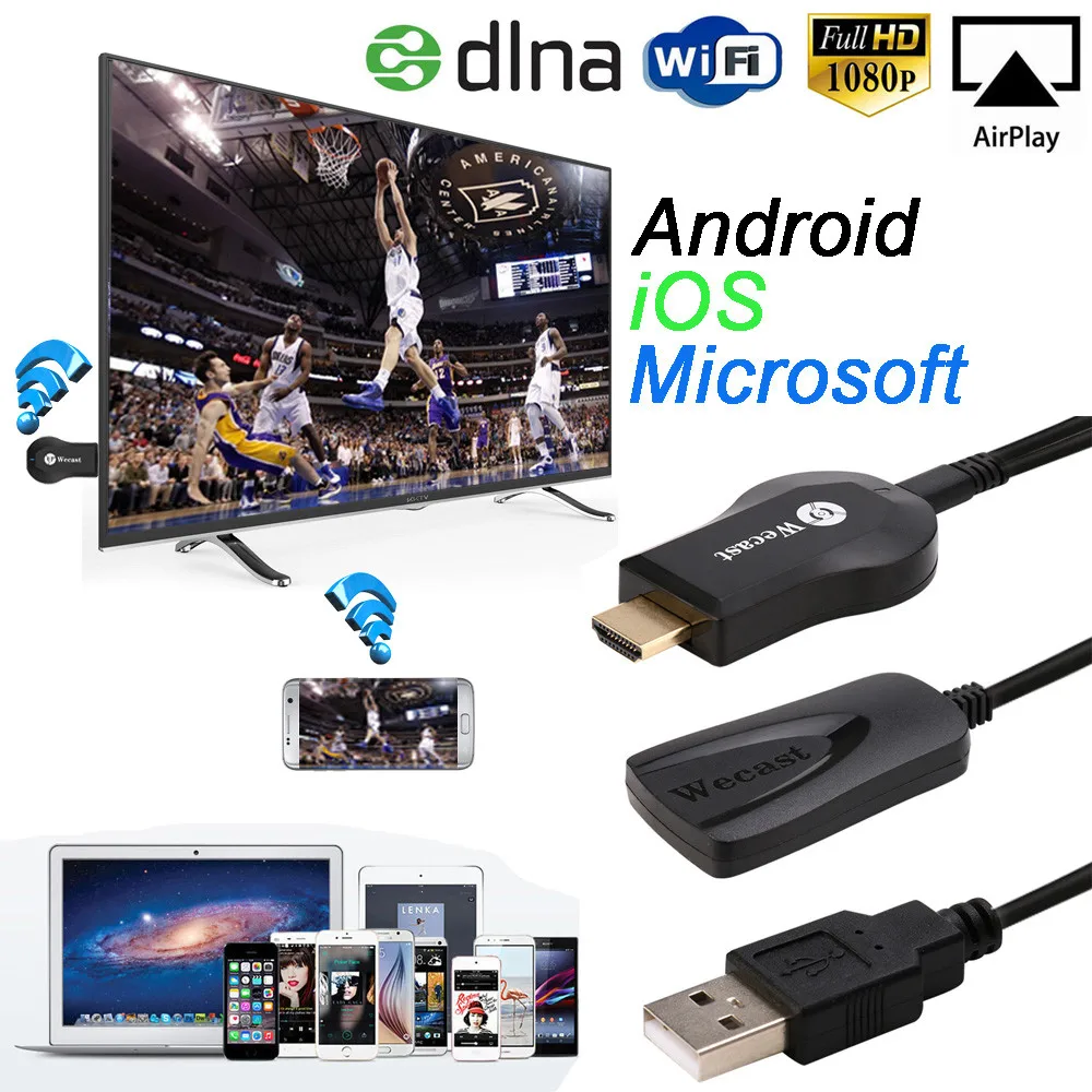 Vovotrade Miracast 1080 P Wi Fi Дисплей ТВ ключ Беспроводной приемник HDMI AirPlay DLNA для IOS Android Windows