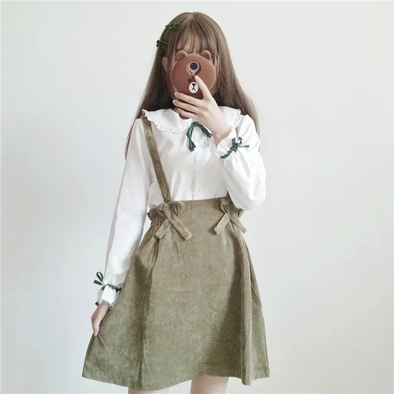Adomoe японская женская винтажная юбка на подтяжках Amy Green Kawaii плиссированная мини с