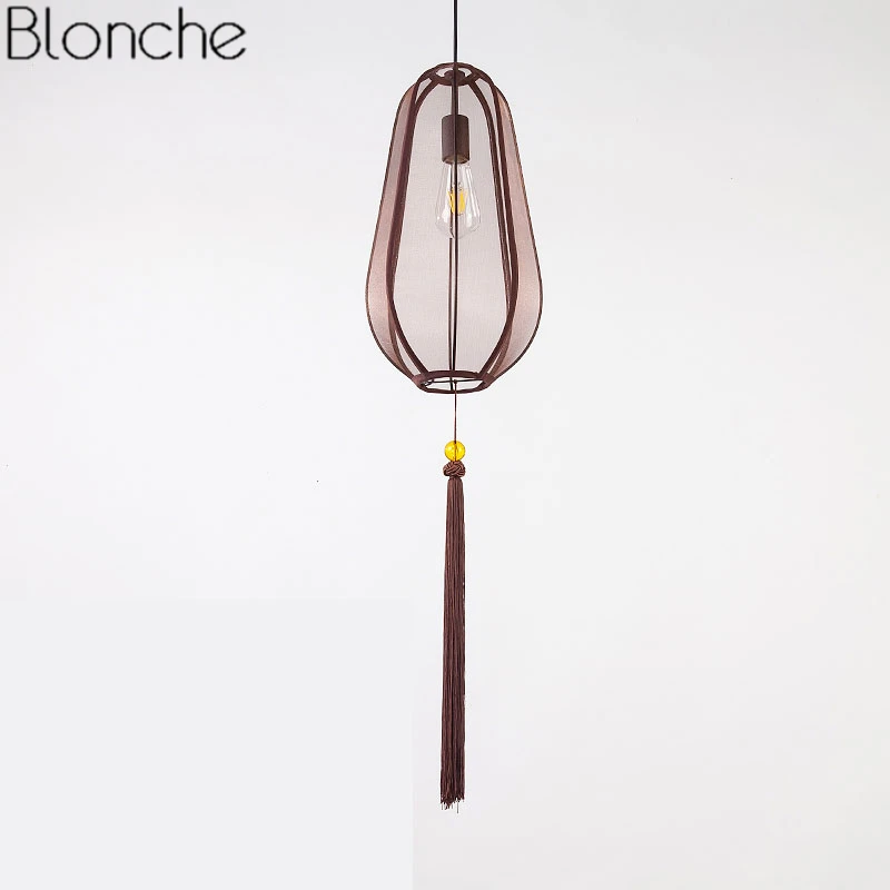 Китайский стиль, винтажный подвесной светильник, s тканевый фонарь, светодиодный Ретро подвесной светильник, светильники для столовой, ресторана, домашнего декора E27 - Цвет корпуса: K
