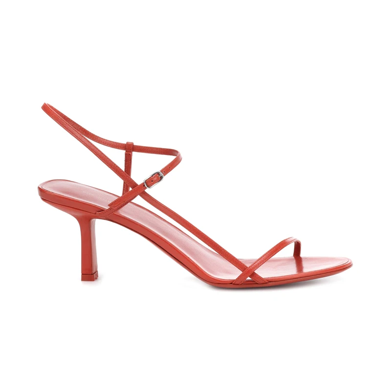 Red Women Sandals Летние Босоножки на каблуке «рюмочка»; женские туфли на тонком каблуке с перекрестными ремешками; женские модельные Босоножки с открытым носком и узкими ремешками - Цвет: Red Women Sandals