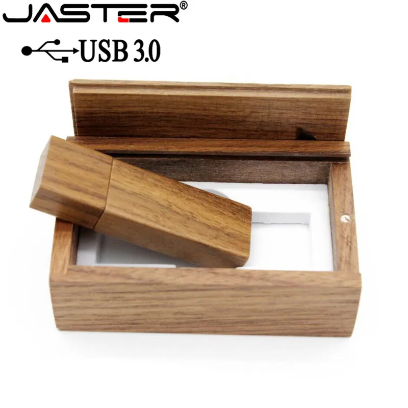 JASTER USB 3,0 логотип на заказ Деревянный usb+ коробка usb флэш-накопитель карта памяти 4 ГБ 8 ГБ 16 ГБ 32 ГБ 64 ГБ U диск свадебный подарок