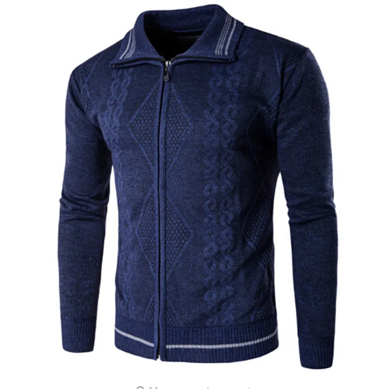 Высококачественный хлопковый приталенный мужской свитер повседневный кардиган