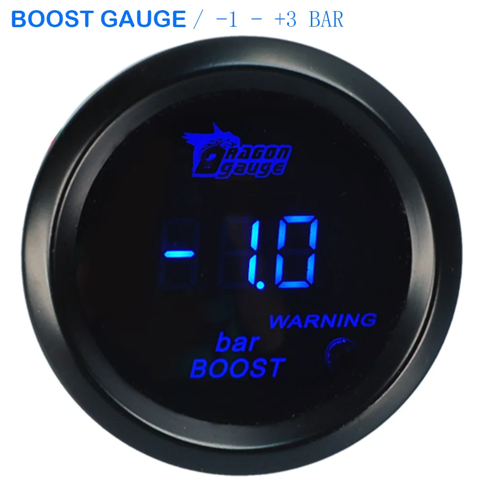 BOOST GAUGE BAR 2 дюйма 52 мм Автомобильный повышающий PSI Бар датчик температуры воды Температура масла топлива Pressurse вольтметр Тахометр цифровой синий светодиодный 12 в датчик - Цвет: BOOST GAUGE BAR