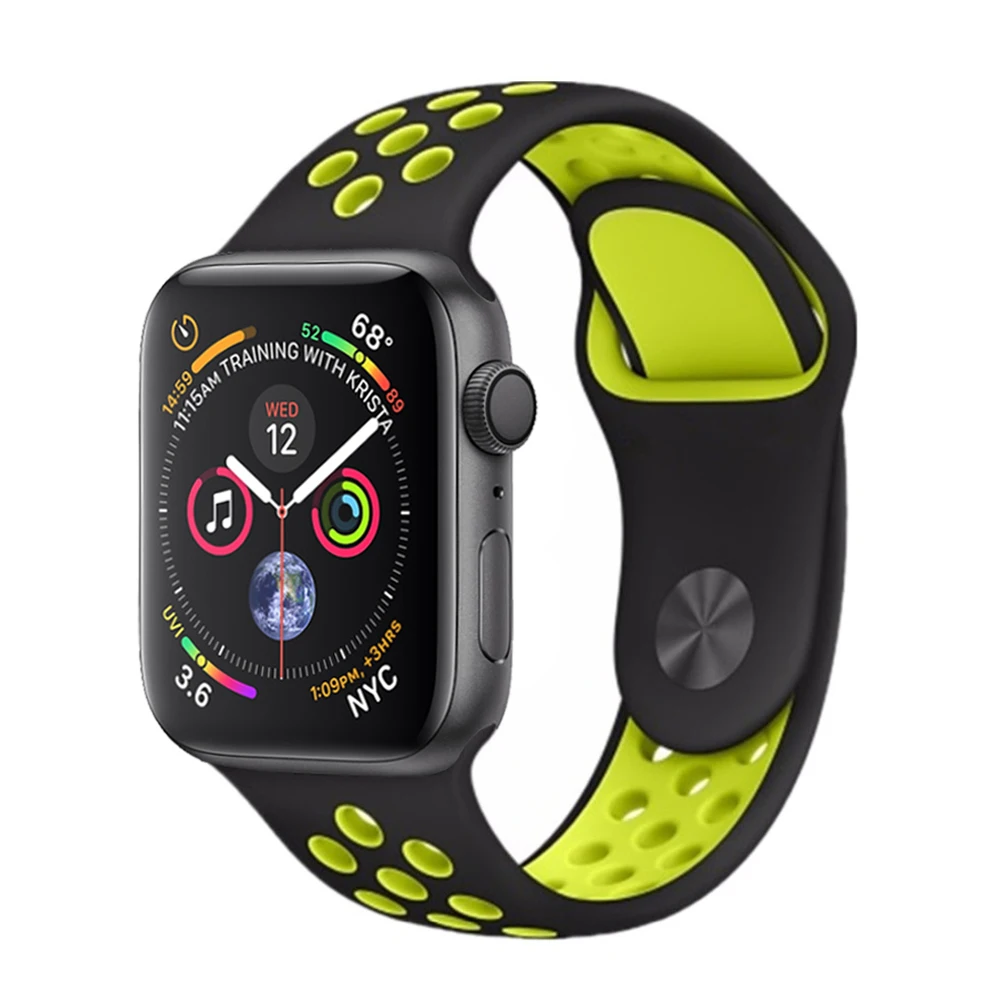 Цветной ремешок для часов Apple Watch 4 Мягкий Силиконовый Браслет спортивная Замена
