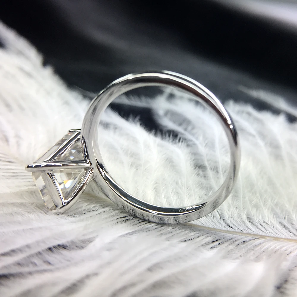Solid 18K White Gold 3carat 7X11mm Moissanite Ring Engagement Emerald Cut Lab Grown Diamond Wedding For Women | Украшения и