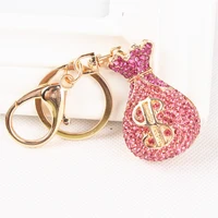 new wallet moneybag purse pink crystal rhinestone charm pendant handbag key ring chain creative birthday best gift