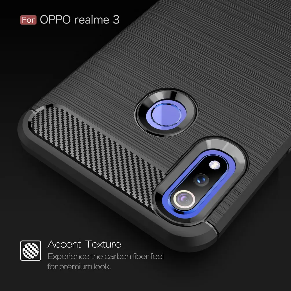 Роскошный чехол для телефона OPPO Realme 3 смартфон Мягкий силиконовый из углеродного