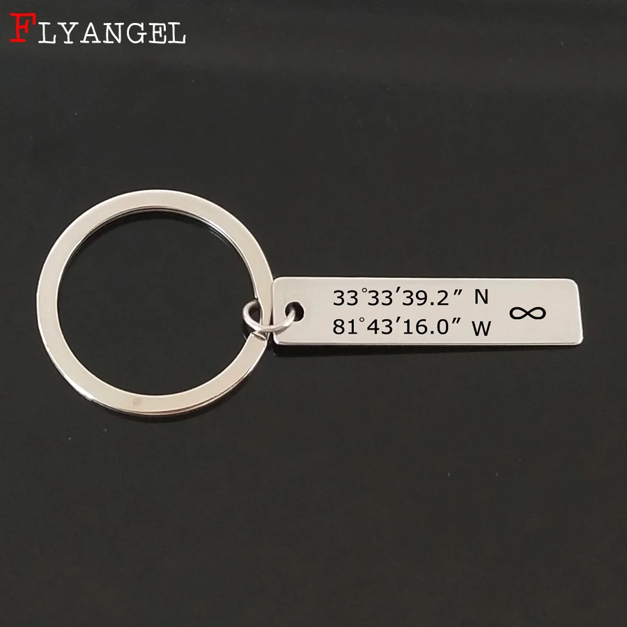 Пользовательские координаты GPS брелок с гравировкой Широта Долгота женщин