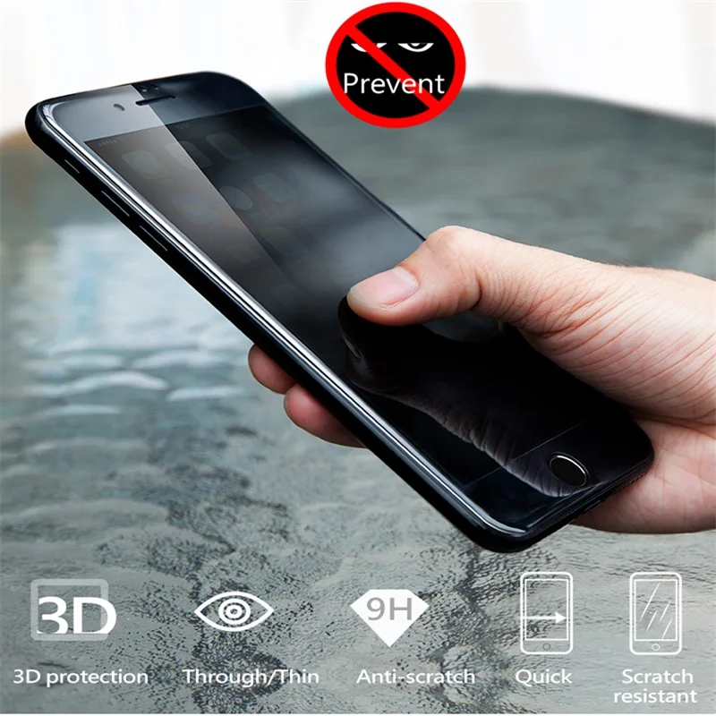 3D полное покрытие Анти шпион экран протектор для iPhone 8 7 6 6s Plus SE 2020 X XS 11 12 Mini Pro Max