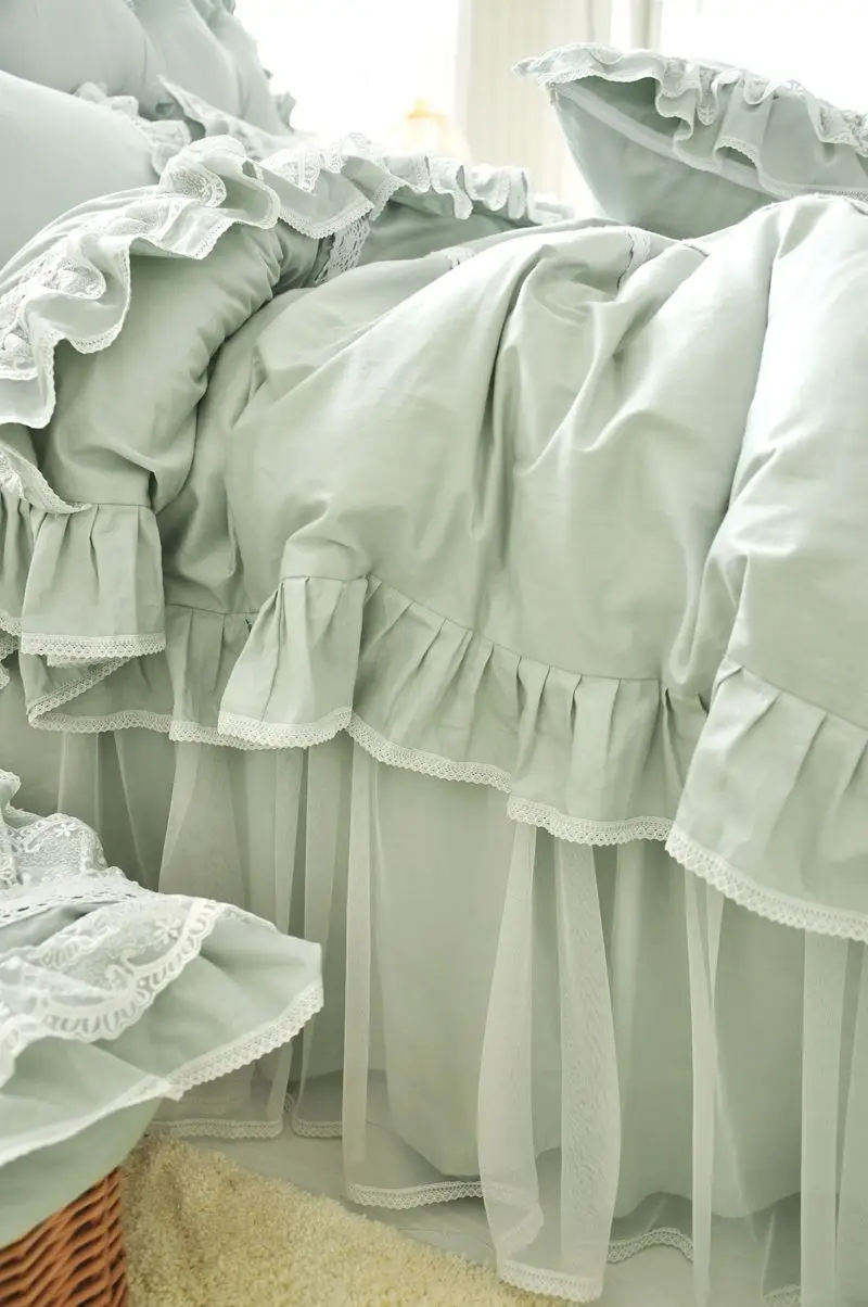 Комплект постельного белья с кружевной вышивкой хлопковое покрывало принцессы