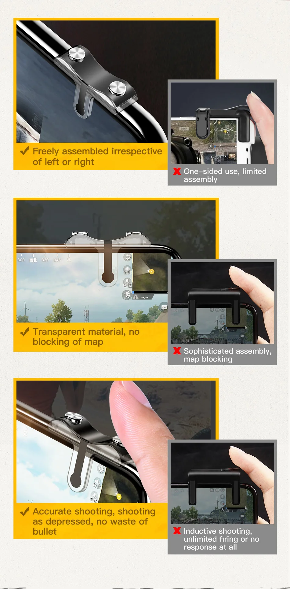 Baseus мобильный телефон игровой контроллер для PUBG геймпад триггер огонь Кнопка Aim ключ L1 R1 джойстик для шутеров для iPhone Android телефон