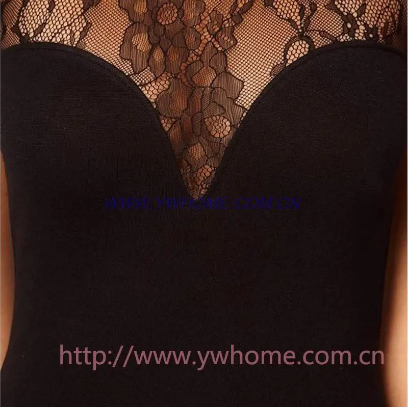 

New European and American popular perspective lace stitching package hip sexy halter vest dress Slim Dress