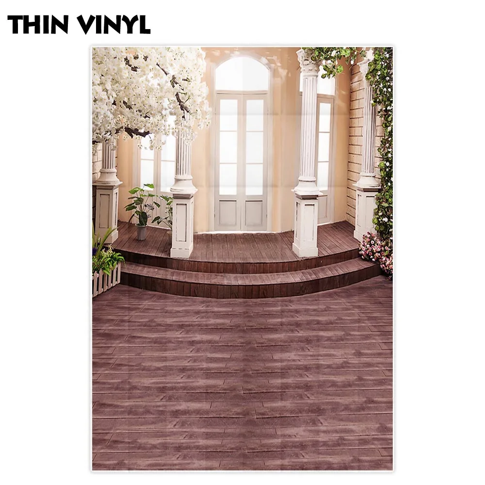 Allenjoy фон для фотосъемки белая дверь коричневый деревянный пол столб цветок