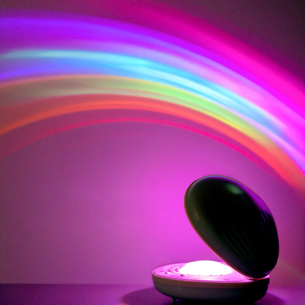 

White USB charging led night light 17x16.5x6cm rainbow projector shell rainbow light rechargeable rainbow night light