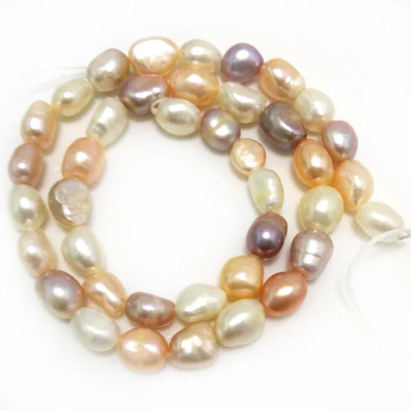 

16 inches 8*12mm Natural Multicolor Barqoue Rice Nugget Pearl Loose Strand