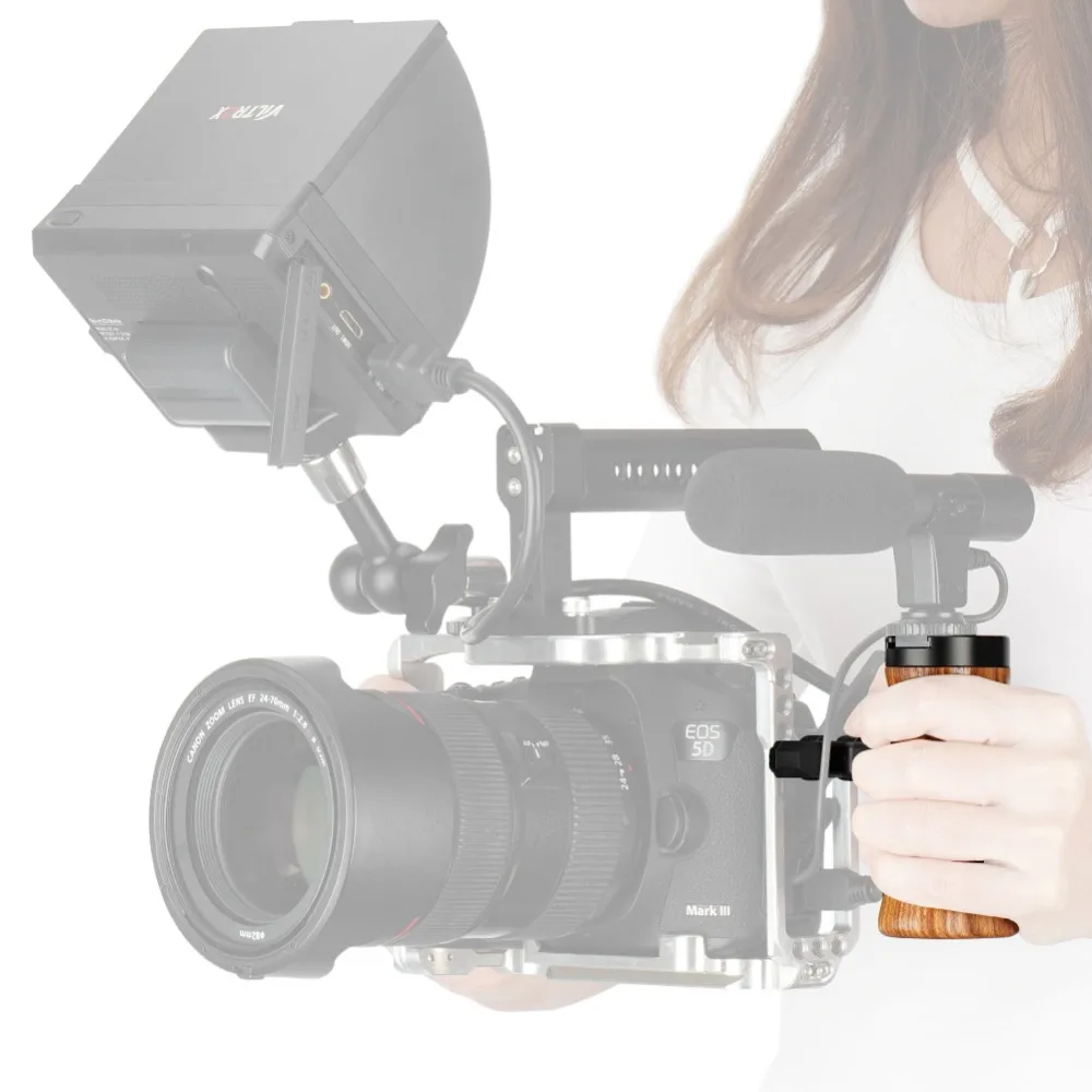 NICEYRIG ручка для камеры с деревянной ручкой DSLR камера Rig деревянная ручка для холодного башмака тарелка для сыра 1/" винт держатель для микрофона камера Rig