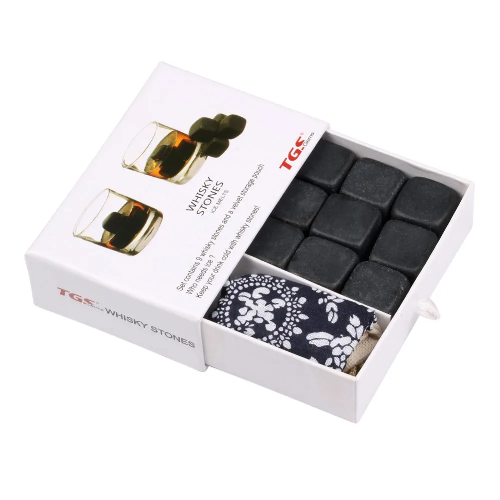 Охлаждающие камни для холодного виски 9 шт./компл. черный мраморный камень вина