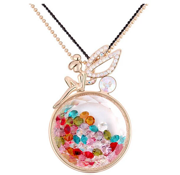 

Женское длинное ожерелье цвета шампанского золотого цвета с австрийским кристаллом 100%